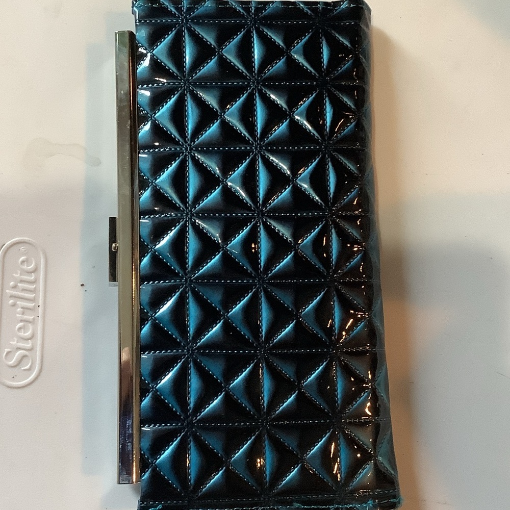 Quilted Blue Clutch Wallet